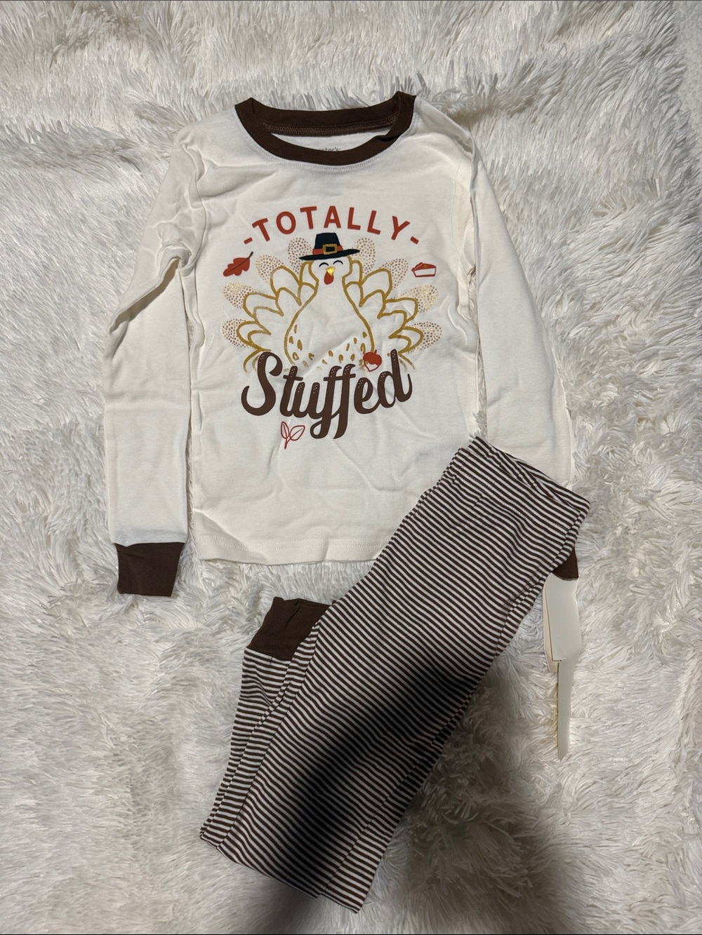 Carter's Cream & Brown 'Totally Stuffed' Turkey Pajama Set